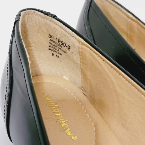 9M Comfortview Leatherlike Crossover Peeptoe 1" Heel Flats - Picture 9 of 9